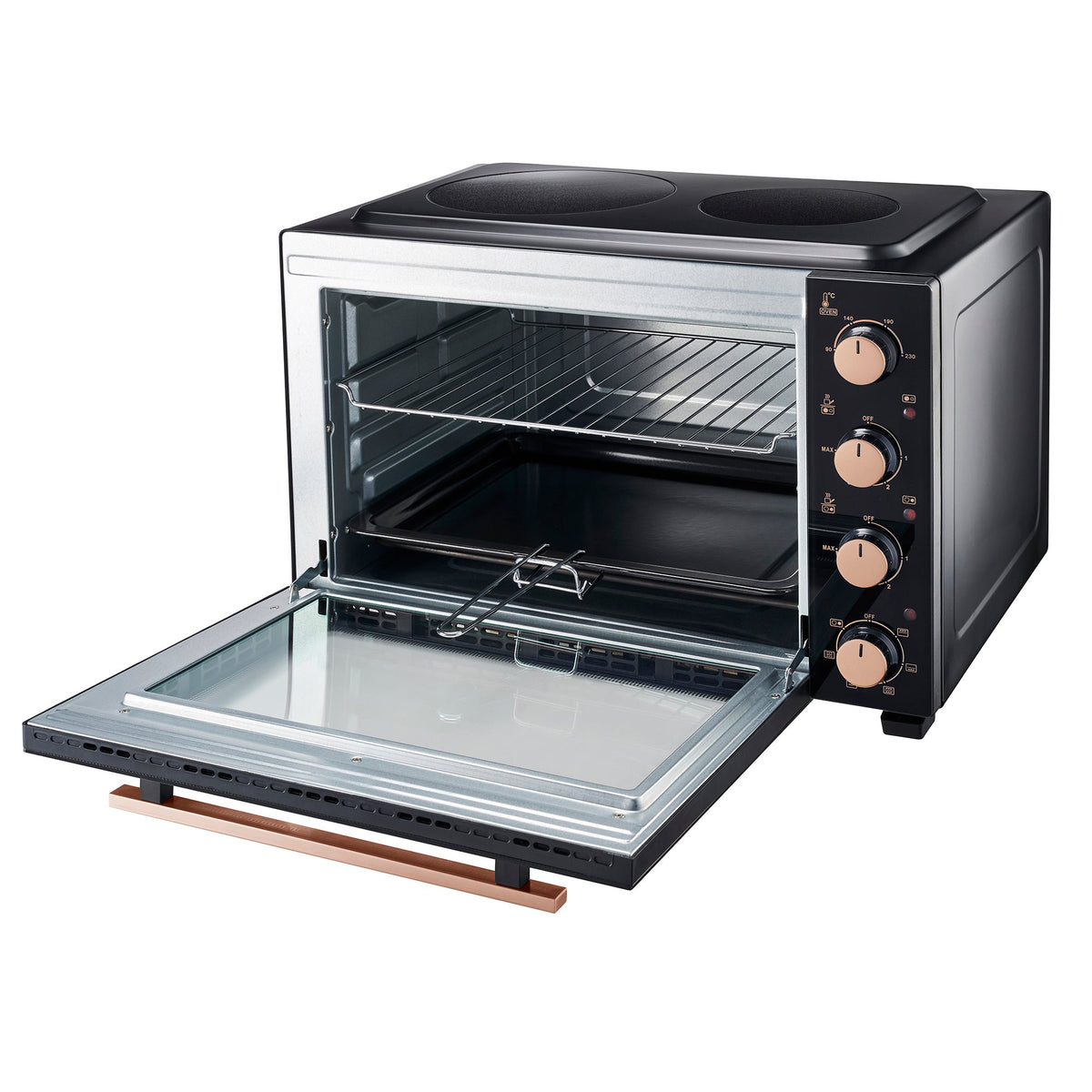 Cooks Professional 48l Mini Oven With 2 Ceramic Hobs - Countertop Cooker