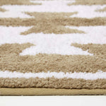 Natural And White Bath Mat 100% Cotton Aztec Design, 50 X 80 Cm