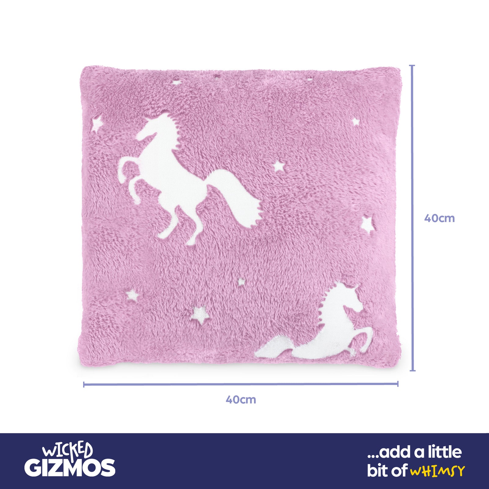 Pink Glow In The Dark Cushion With Unicorn Print Plush Fleece Pillow