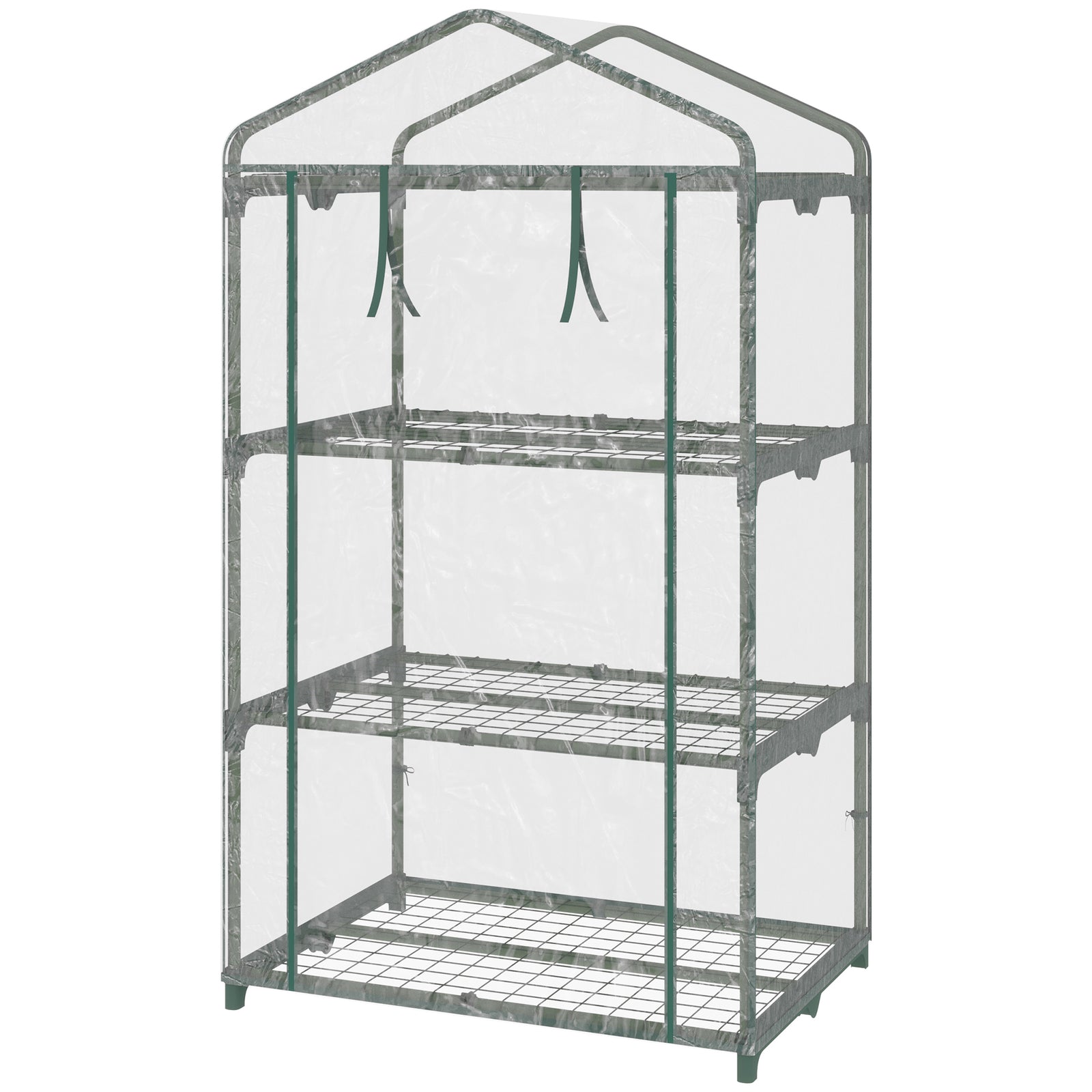 Portable Greenhouse W/ 3 Tier Shelves 69x49x125cm