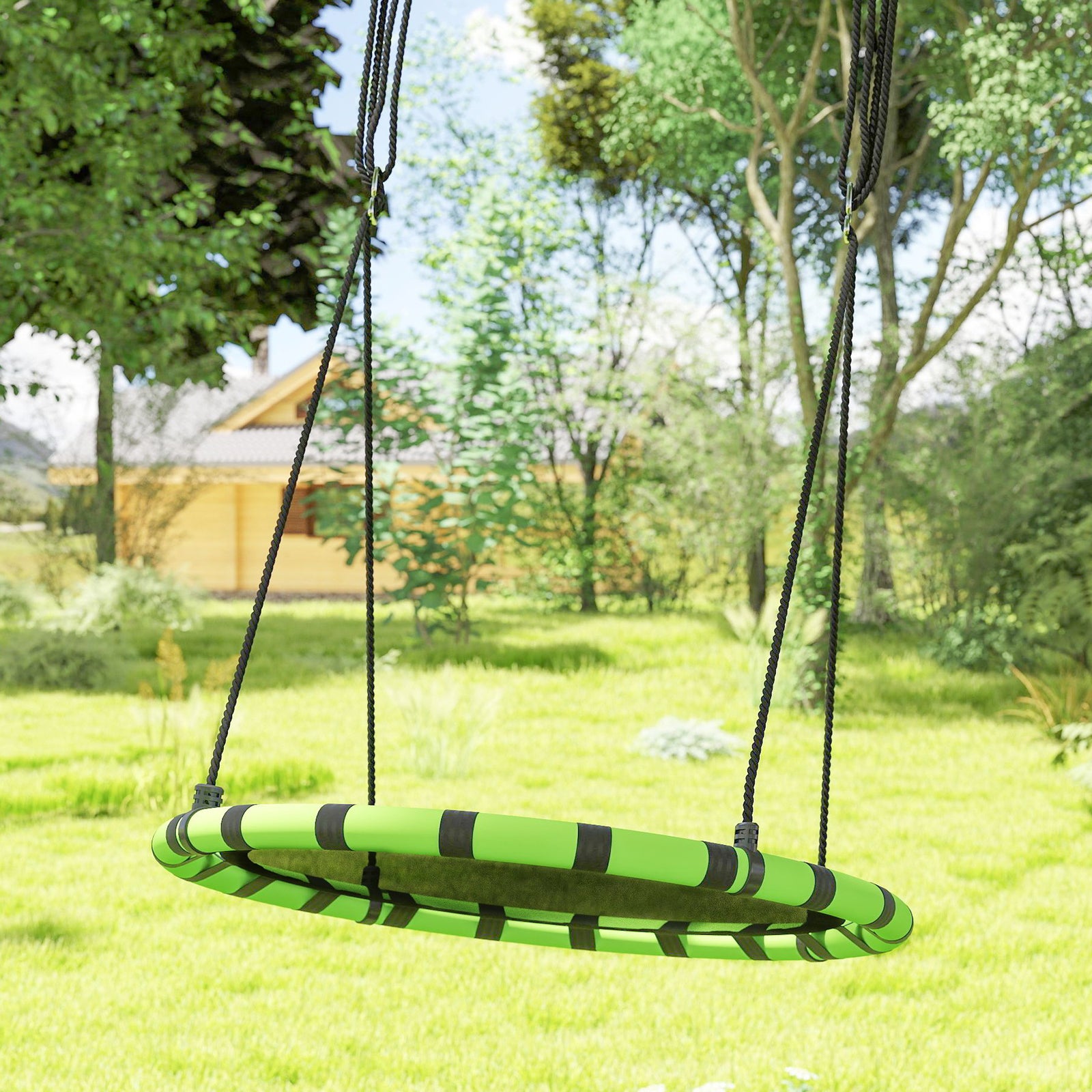 Kid Nest Swing Seat, Hanging Swing Set With Height Adjustable Ropes | Large | Black