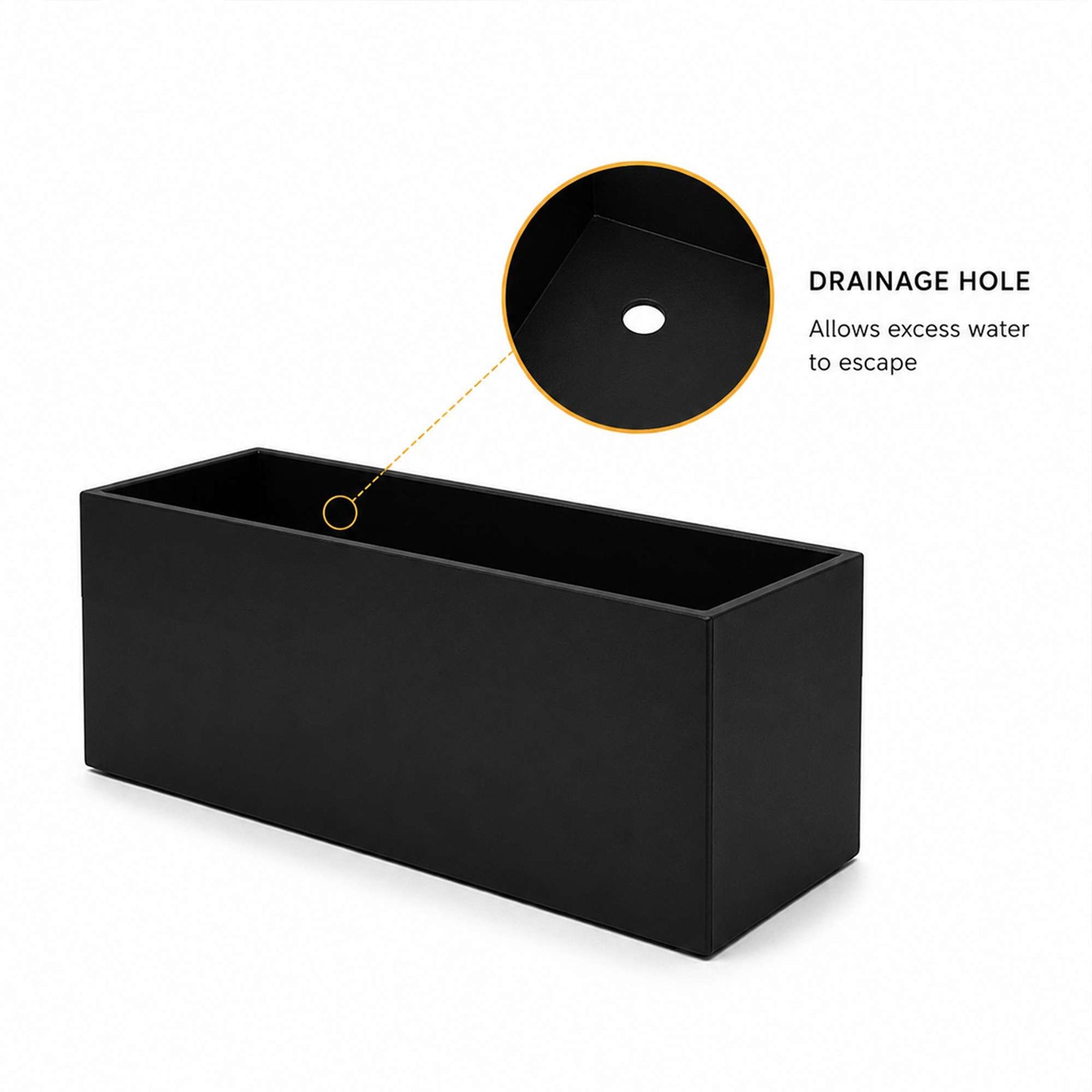 Nicoman 80cm Galvanised Matte Black Trough Planter