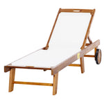 Outdoor Texteline Chaise Lounger W/ Wheels