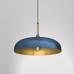 Lincoln 45cm Pendant Lamp Stylish Hand Made Scandi Style Lamp With A Golden Finish To The Shade Interior 1xe27 | 45cm | Navy Blue