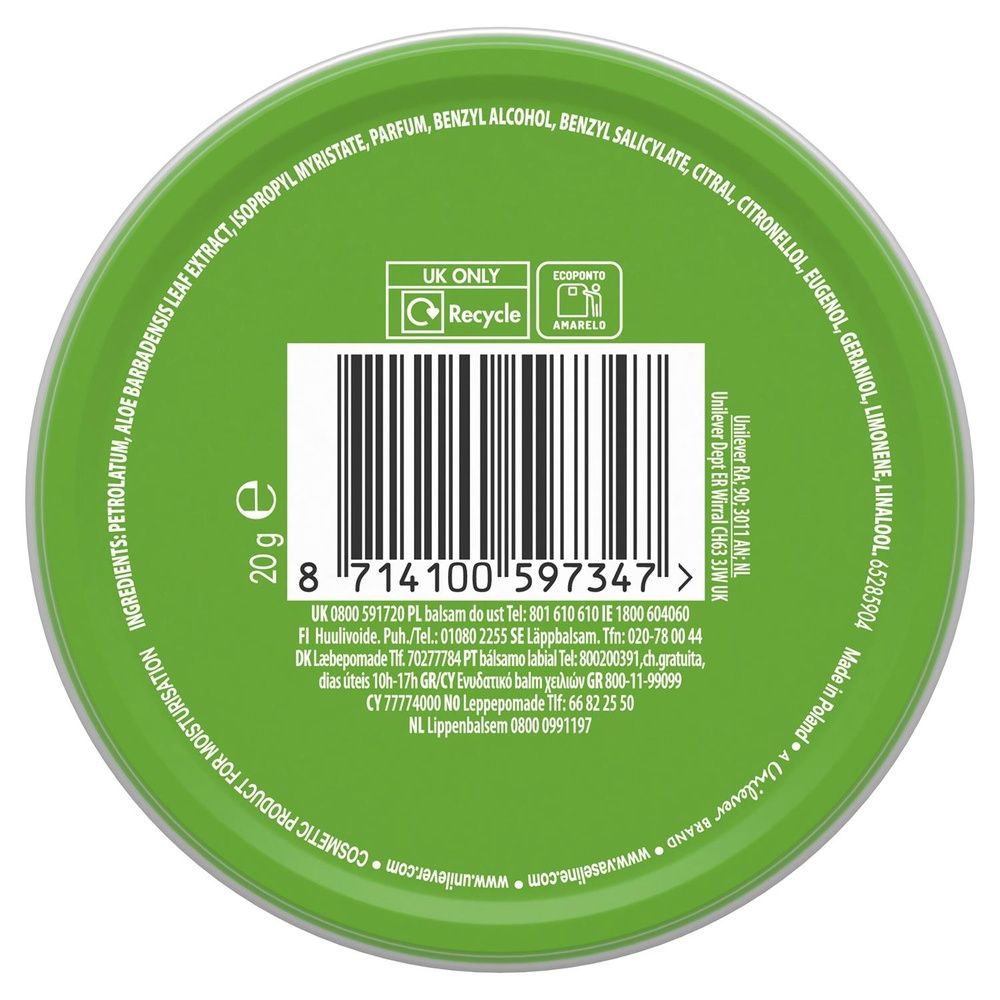 Vaseline Lip Therapy Petroleum Jelly, Aloe Vera 20gm Hydrating Lip Balm