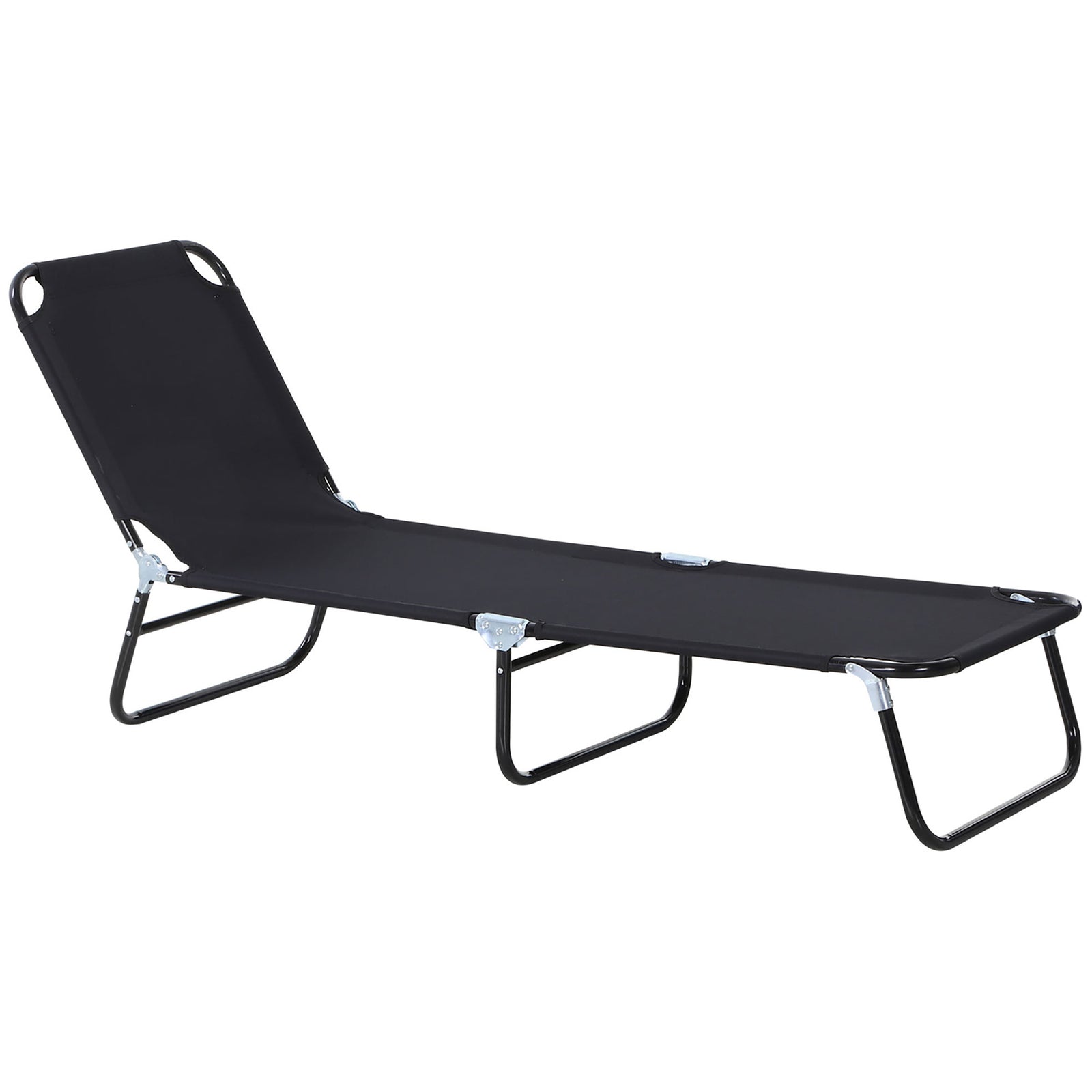 Portable Folding Lounger W/ Adjustable Back | Set-of-1 | Black