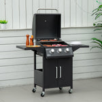Bbq Grill With Burner, Portable Trolley, Black | Medium