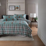 Highland Fell 100% Cotton Duvet Cover Set – Stag Printed Bedding With Piped Edging | Single | Green