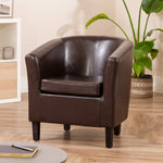 Meriden 68cm Wide Pu Vegan Leather Accent Tub Chair Supplied With Both Light And Dark Wooden Legs | Brown