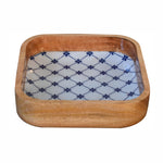 Solid Wood Blue And White Square Bowl Set Of 2
