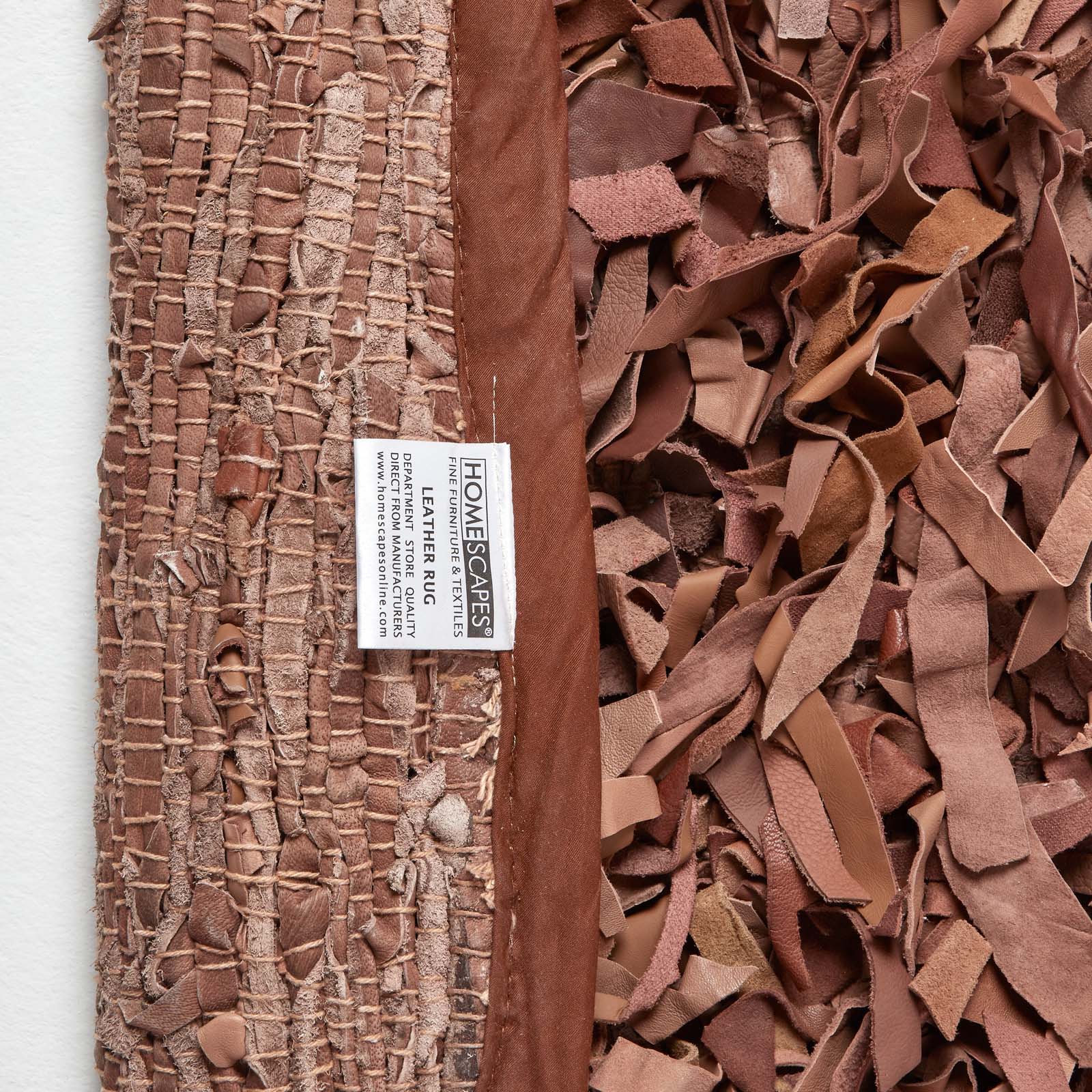 Dallas Leather Shaggy Rug | 150cm | Brown
