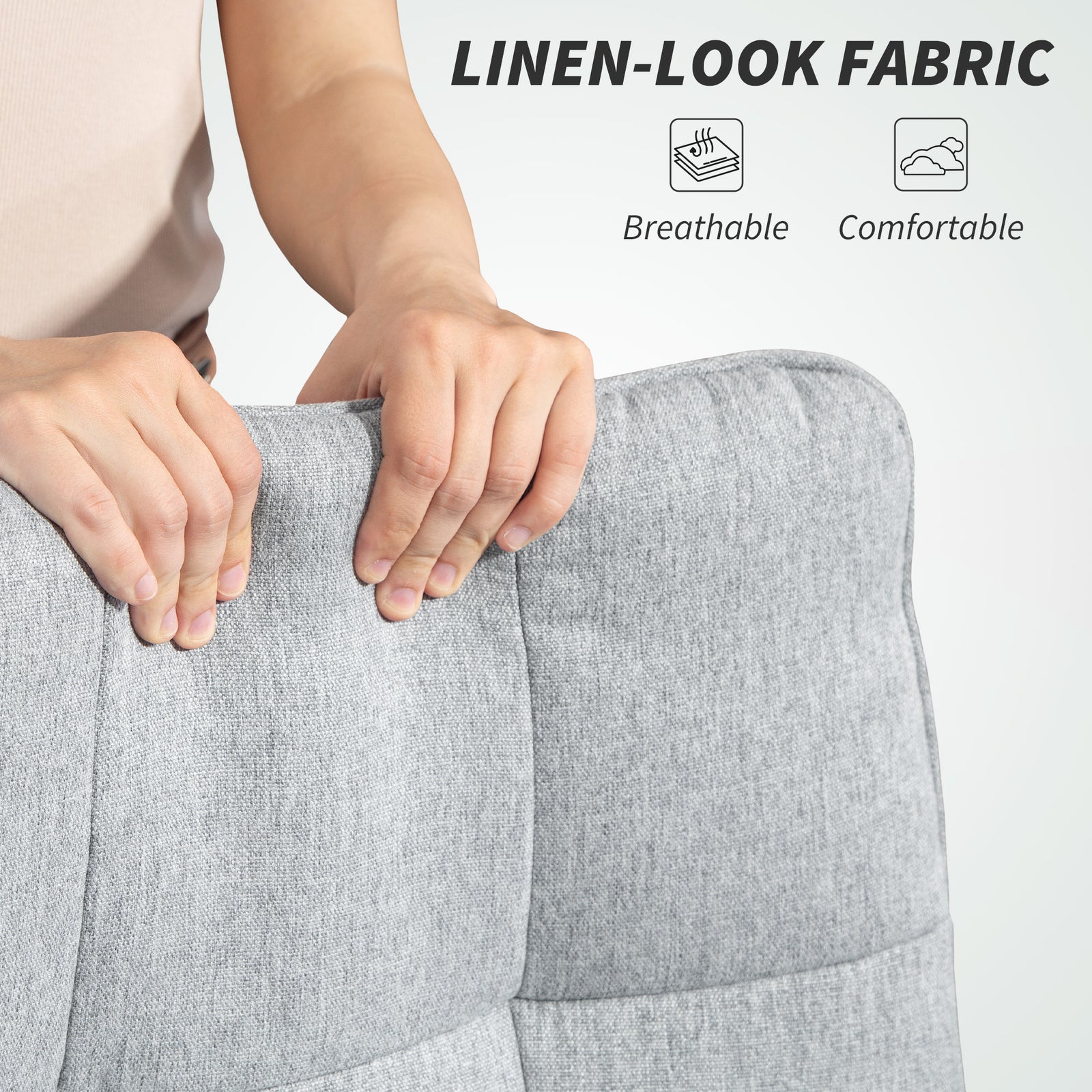 Fabric Office Chair, Computer Desk Chair | Light Grey