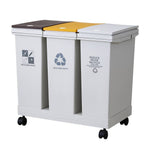 36l/60l 3-compartment Trash Can With Lids And Wheels Dry And Wet Waste Separation Rolling Kitchen Recycling Bin | Large