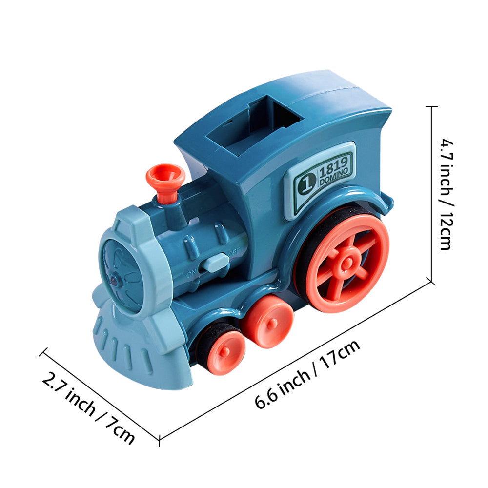 Blue Creative Automatic Domino Laying Train Toy With Light For Children