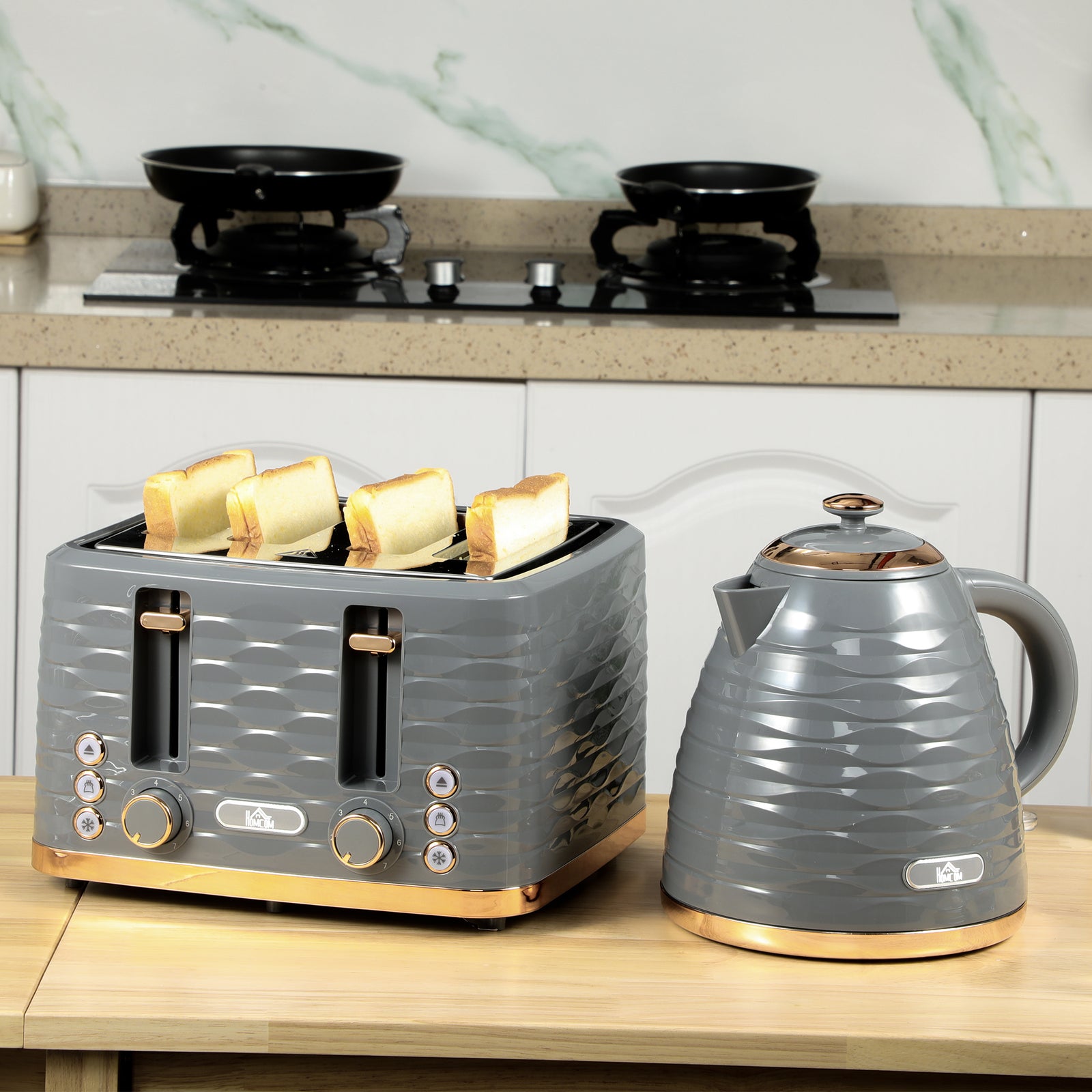 Kettle And Toaster Set 1.7l Boil Kettle And 4 Slice Toaster | One Size