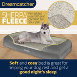 Grey Small To Xxl Dog Beds Orthopaedic Shredded Memory Foam, Fleece Sleeping Area, Non Slip Base, Removable Washable Cover | 22cm | Grey