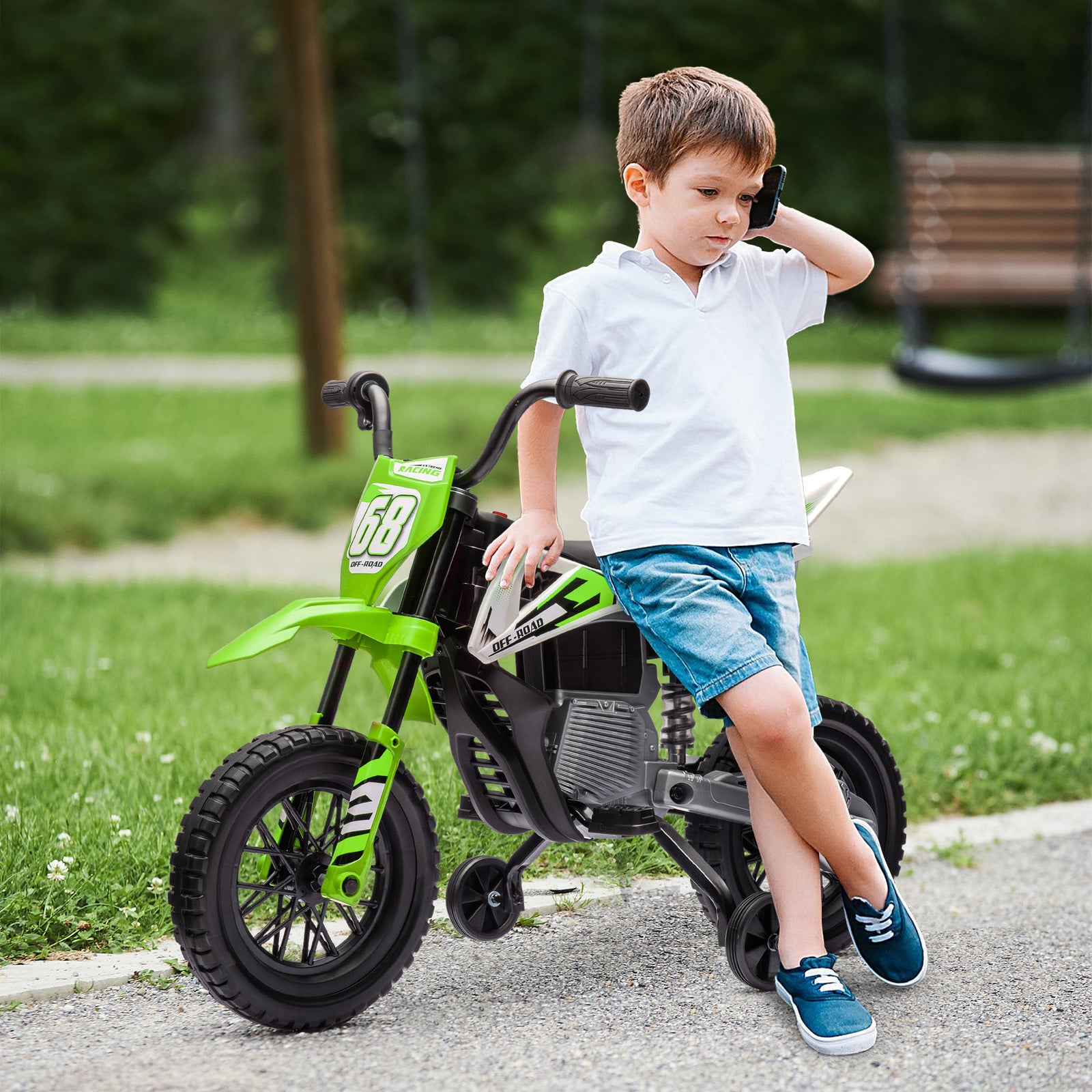 12v Kids Electric Motorbike W/ Twist Grip Throttle, Music | Green