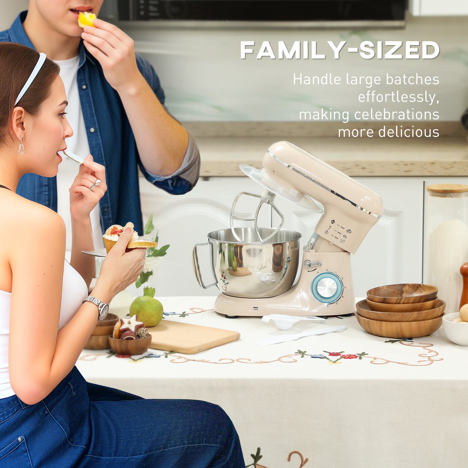 Electric Stand Mixer 4.5l Food Mixer With Dough Hook | Beige