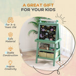 Double-sided Art Easel For Kids W/ Paper Roll, Storage Baskets | Green