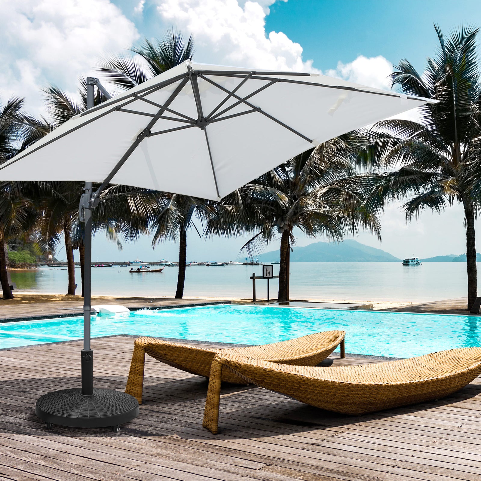 Resin Patio Umbrella Base W/ Wheels