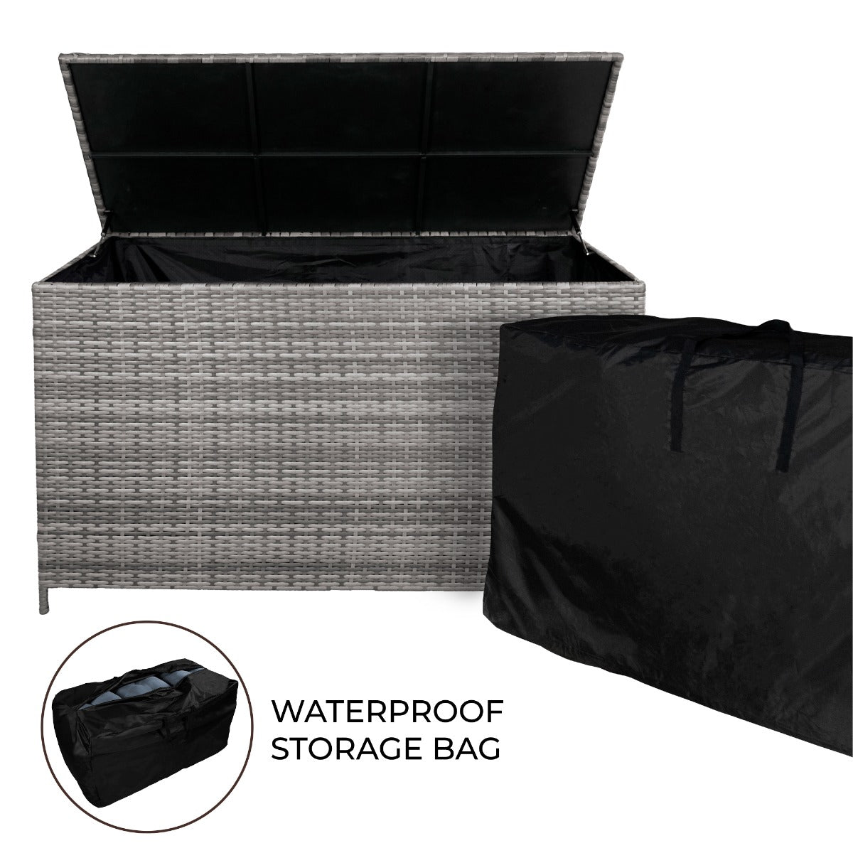 Rattan Cushion Storage Box 582l | Grey