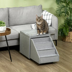2 In 1 Dog Steps Ottoman, Pet Stairs For Small Medium Dogs And Cats Grey