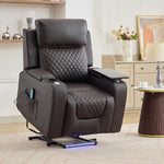 Byron Electric Riser Recliner Chair With Massage And Heat, Drink Cooler, Table | Brown