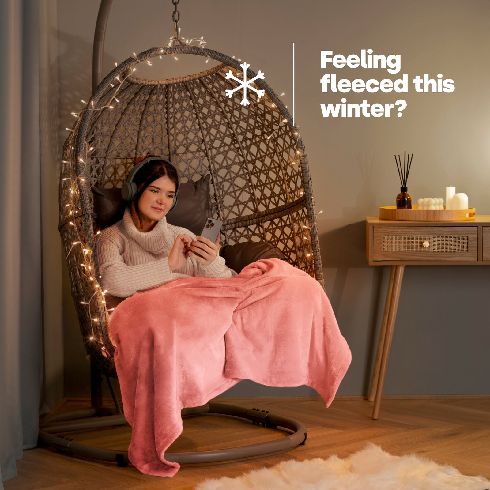 Single Fleece Blanket - Blush