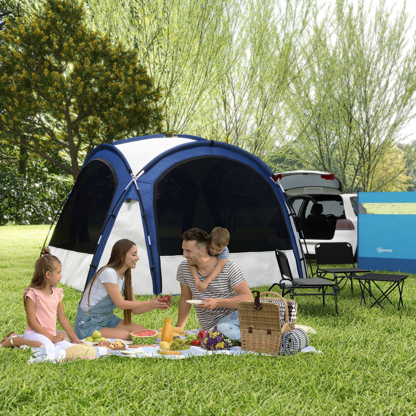 Dome Tent For 6-8 Person Camping W/ Zipped Mesh Doors Hook