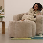 Remi Fine Cord Bean Bag Pouffe | Beige