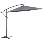 3(m) Cantilever Parasol Banana Umbrella w/ Crank, Cross Base | Grey