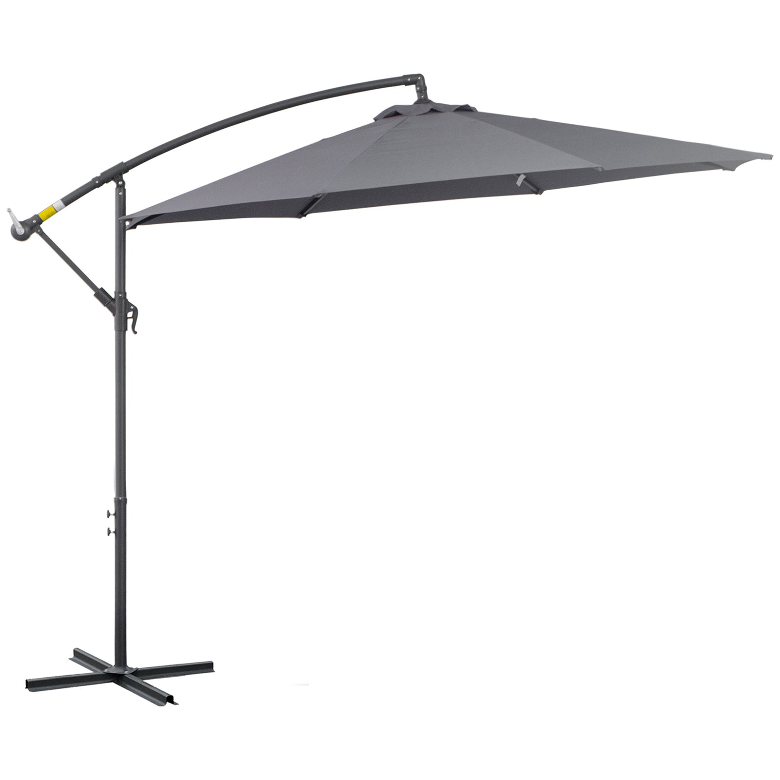 3(m) Cantilever Parasol Banana Umbrella w/ Crank, Cross Base | Grey