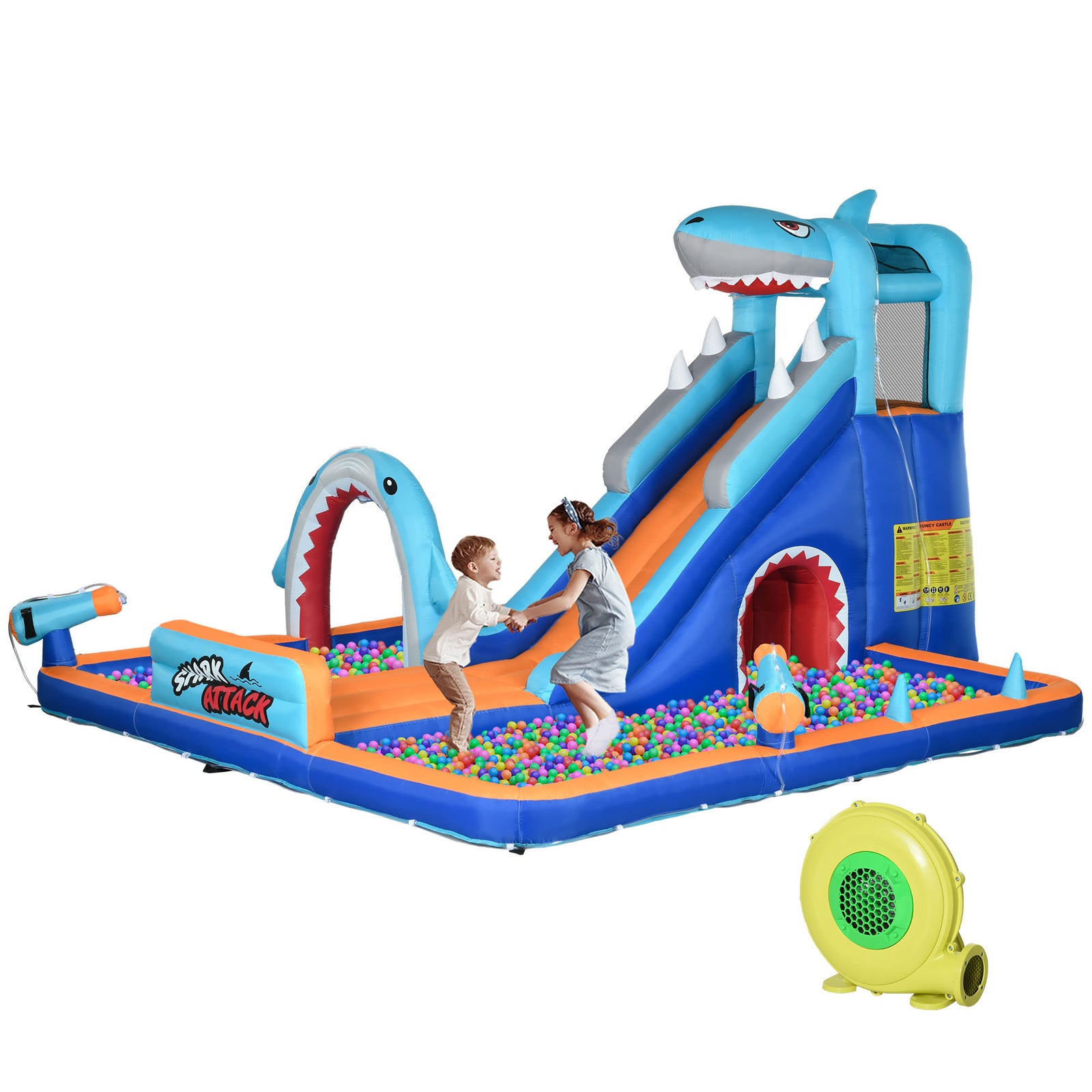 6 In 1 Kids Bouncy Castle W/ Slide, Pool, Trampoline, Blower