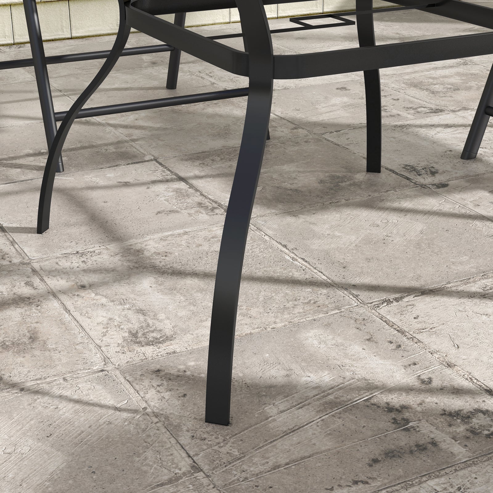 Square Garden Dining Table W/ Umbrella Hole | Brown