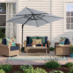3m Solar Led Cantilever Patio Square Umbrella With 32 Led Lights & Center Light, 360° Rotation With Pu Coating,cross Base Included | One Size | Light Grey