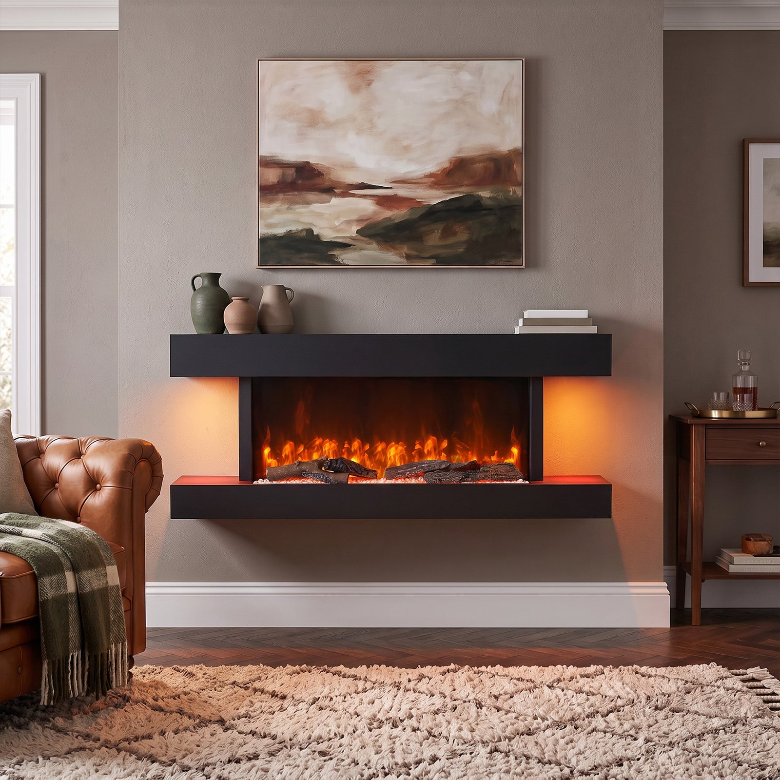 Breeins 52inch Wall Mounted Electric Fireplace With Remote Control
