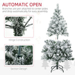 4.5ft Artificial Flocked Christmas Tree With Led Lights, Snow Branches