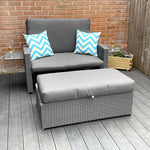 Oasis 2 Seater Outdoor Rattan Sofa & Daybed For Garden Patio Relaxation | Grey