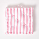 Cotton Thick Striped Floor Cushion | 50cm x 50cm | Pink