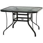 Garden Dining Table W/ Parasol Hole, Glass Top