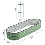 Green Raised Garden Bed Oval Galvanized Steel Planter For Backyard Gardening | Medium | Light Green