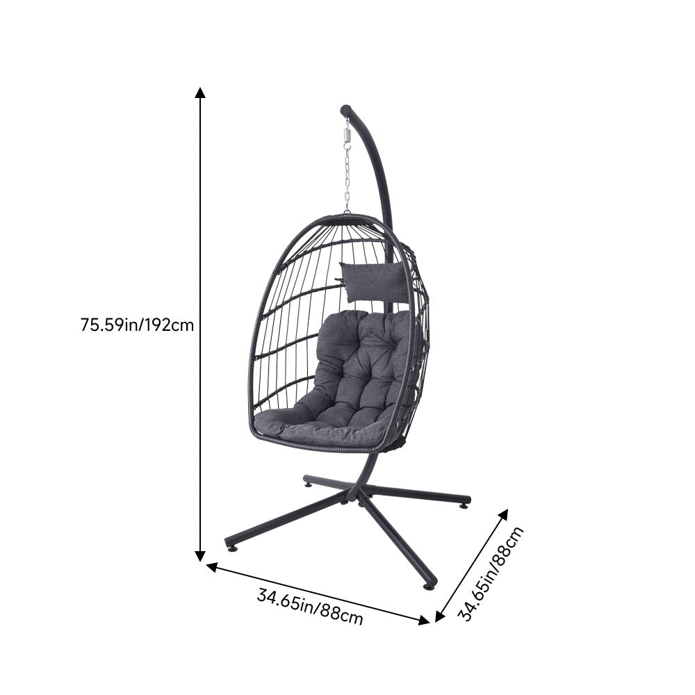 Egg-shaped Hanging Chair With Soft Cushion & Headrest