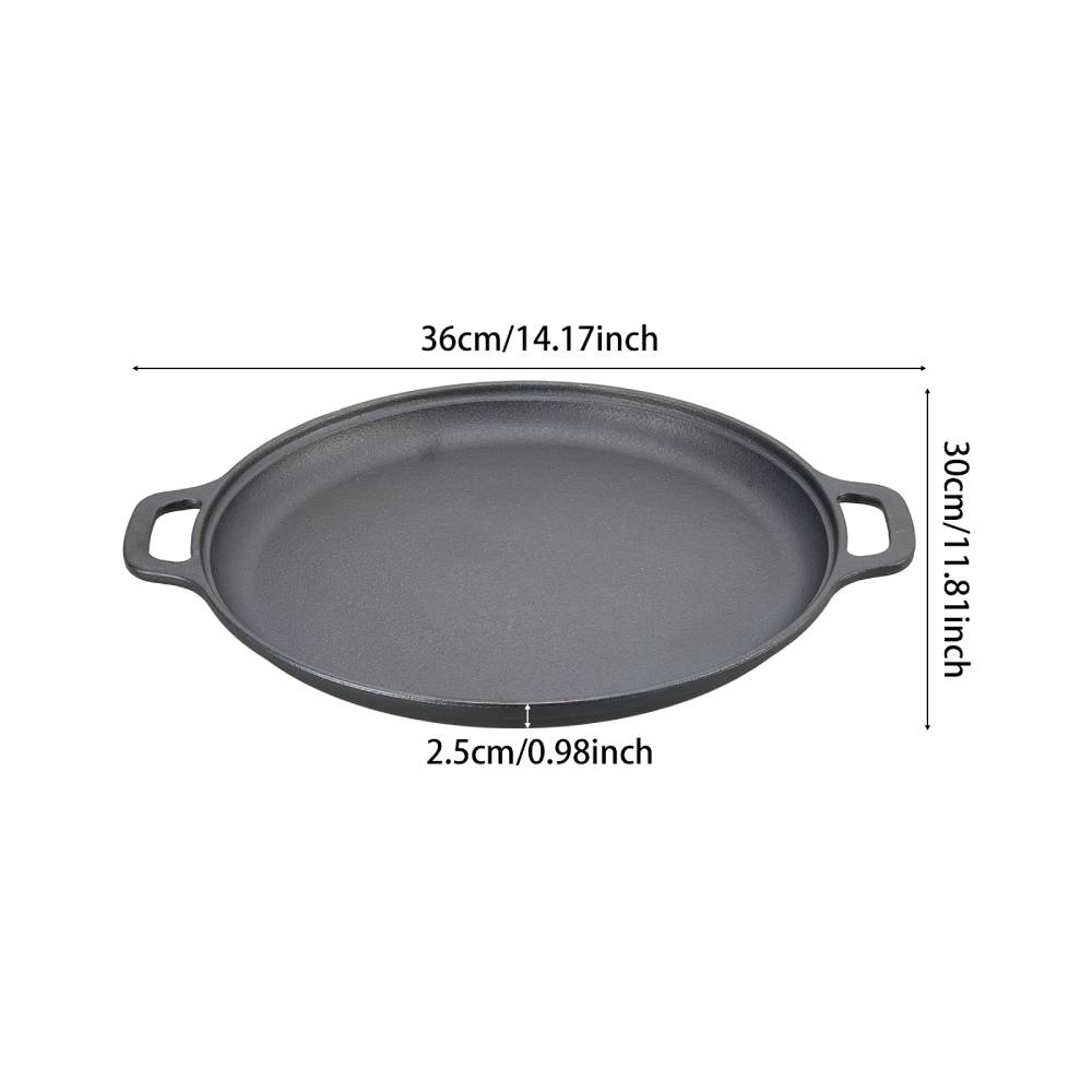 27.5/30/33/35cm Dia Pre-seasoned Round Dual-handle Cast Iron Grill Pan | Medium