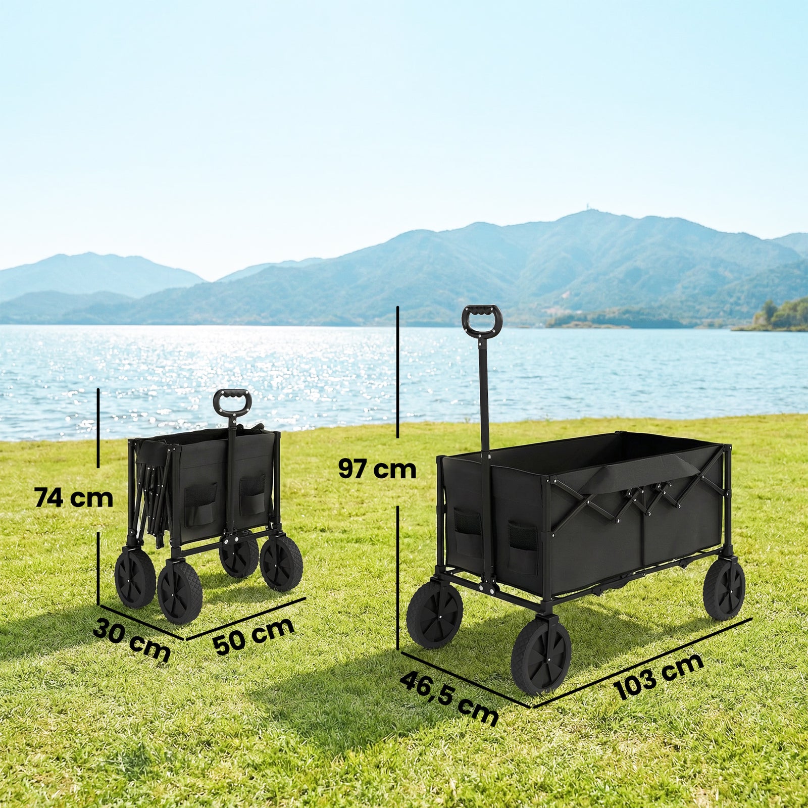 95l Foldable Festival Trolley On Wheels | Black