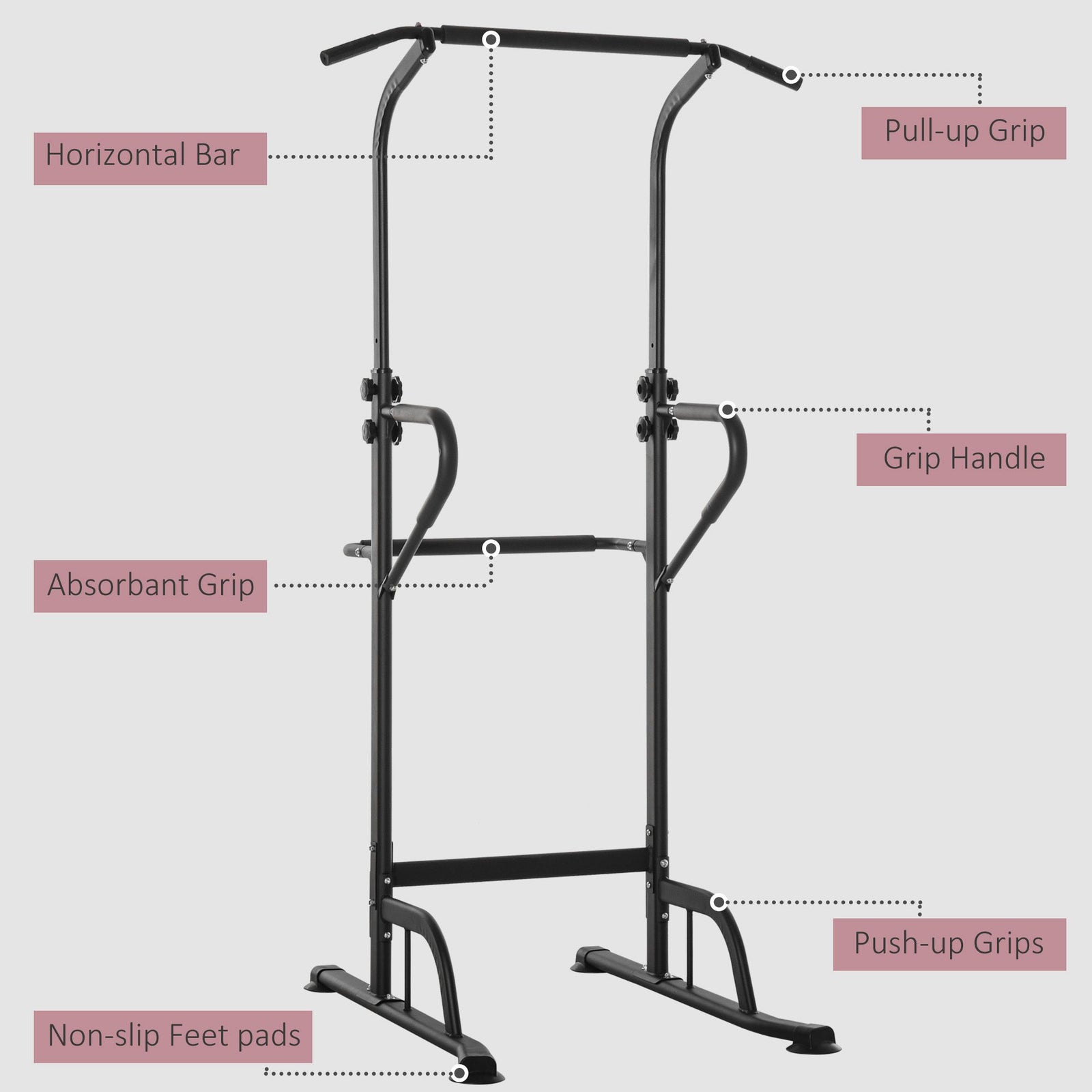 Multi-function Power Tower Dip Station For Home Gym | Black