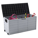 290l Waterproof Large Plastic Garden Storage Box With Wheels | Black