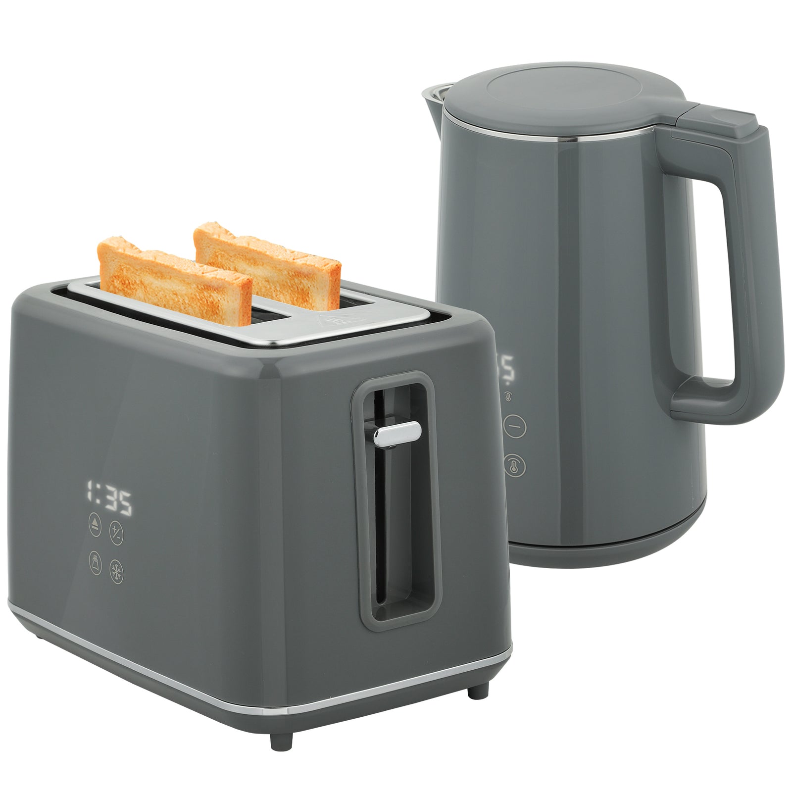 Fast Boil Kettle & Toaster Set | Grey