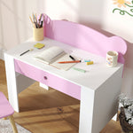 AIYAPLAY Kids Desk And Chair Set, Children Writing Table With Drawer, Pink