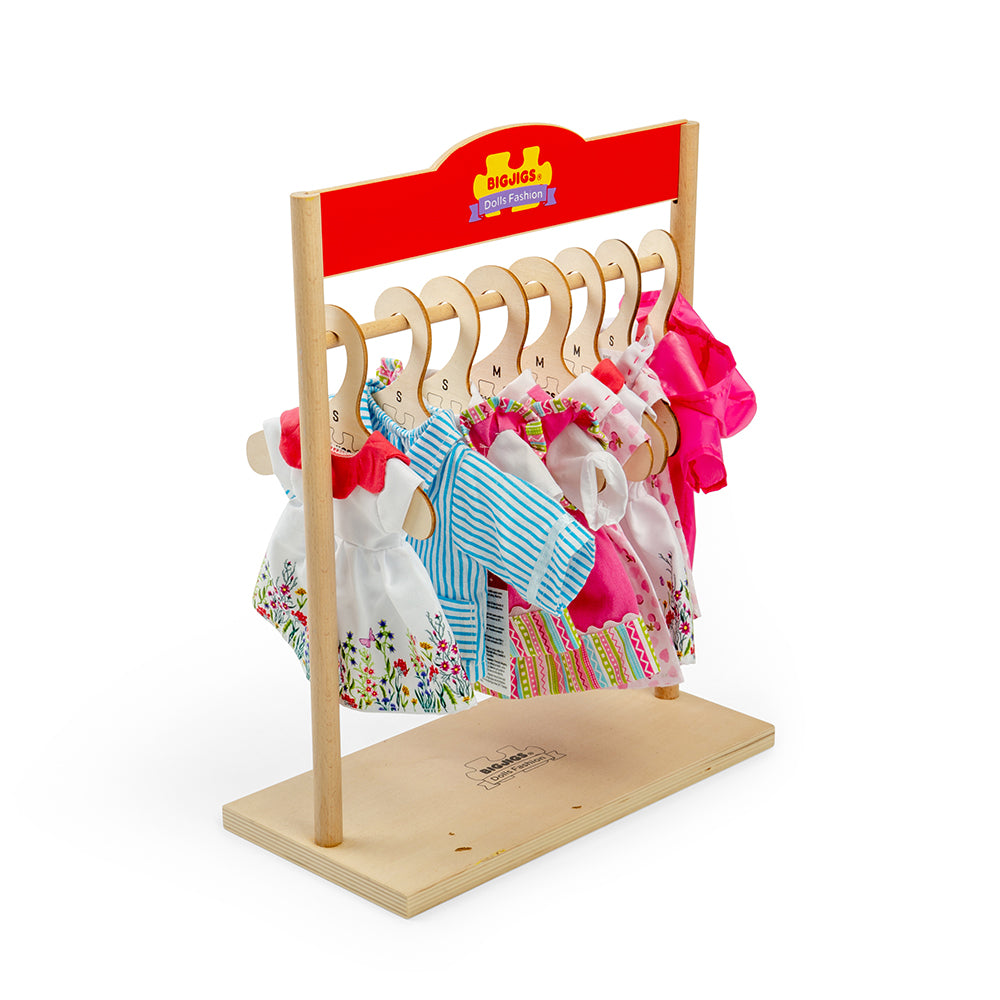 Wooden Clothes Rail for Ragdoll Outfits