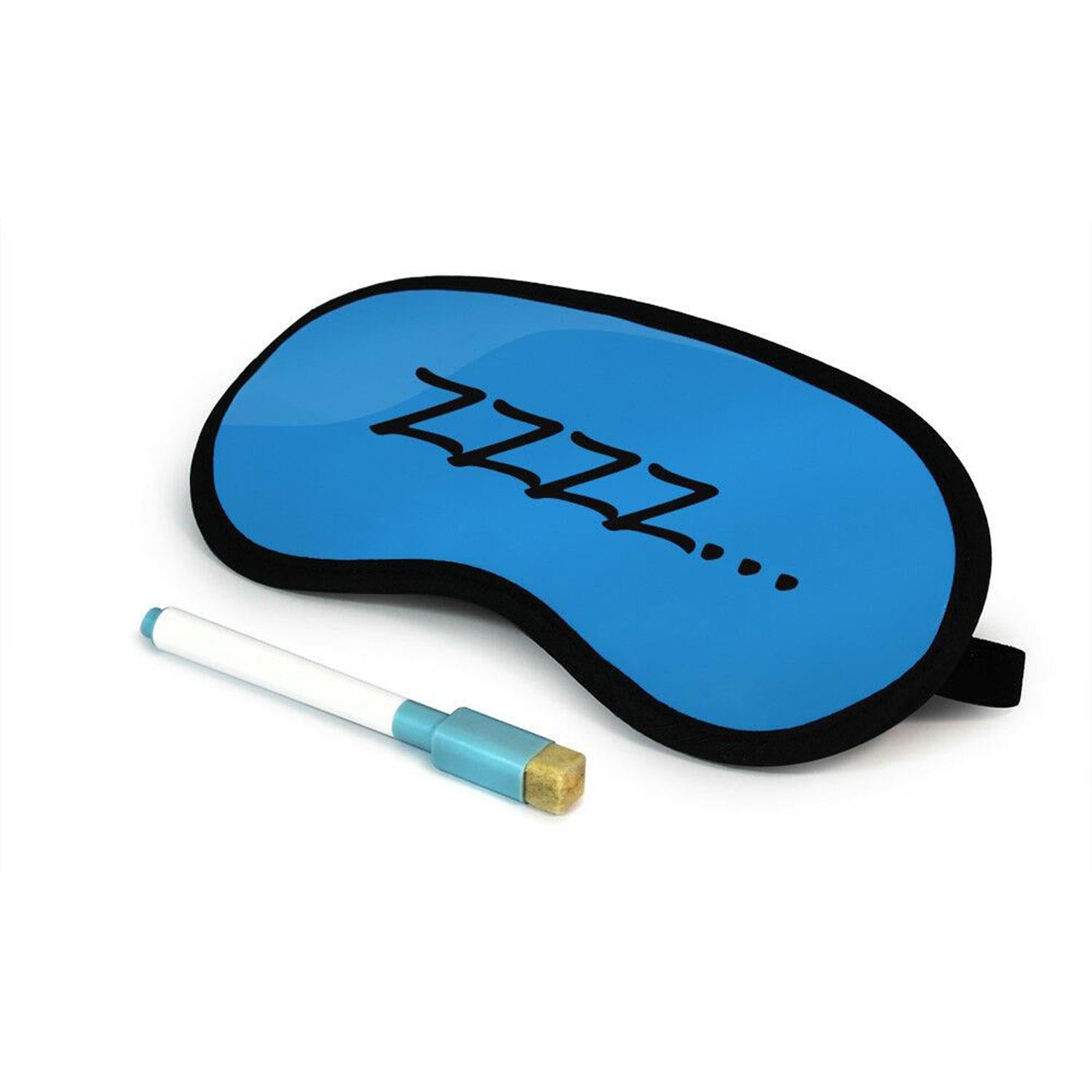Aquarius Diy Sleep Eye Mask Blue Write Your Message With Pen & Eraser Travel Accessory